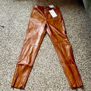 Brown pleather leggings